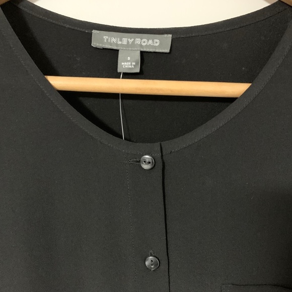 Tinley Road 100% Silk Black Button Down Shirt - Picture 7 of 8